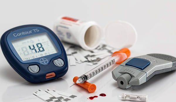 a group of health monitoring items on a table